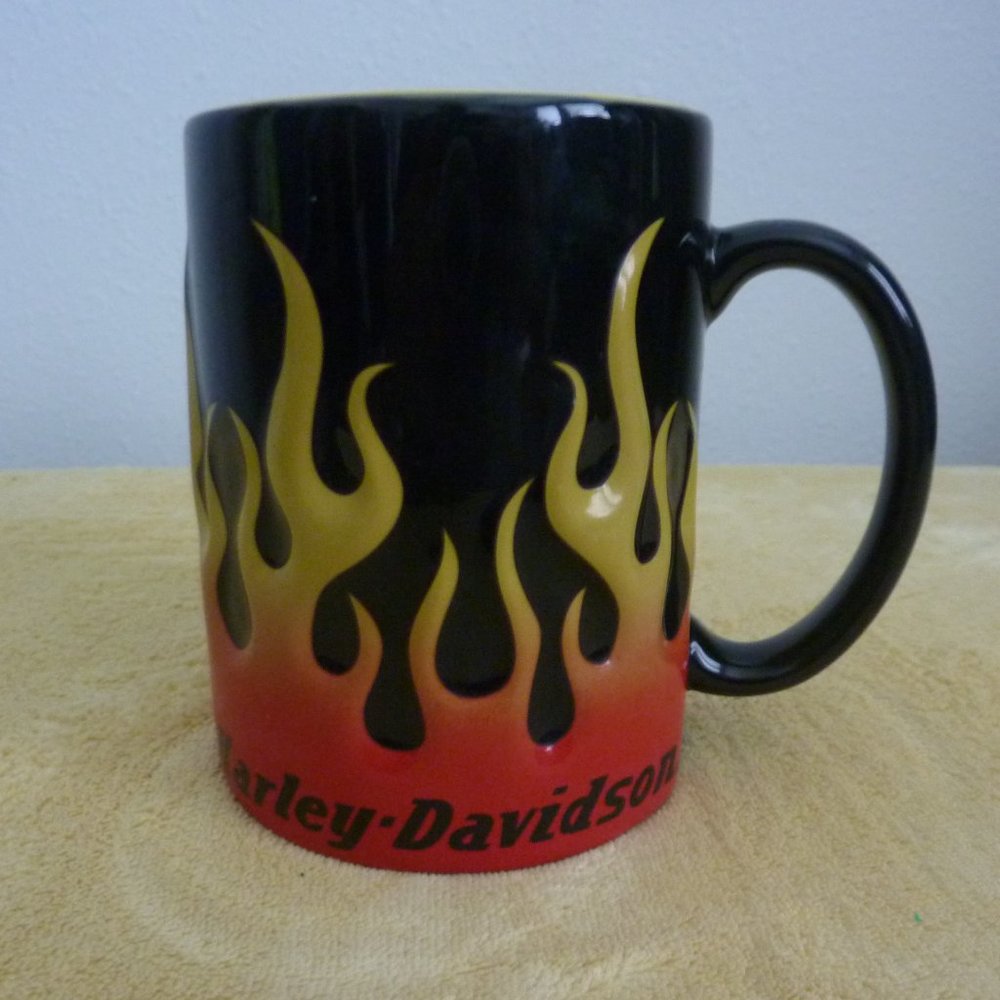 Harley-Davidson Flames Mug, Orange & Black, Ceramic